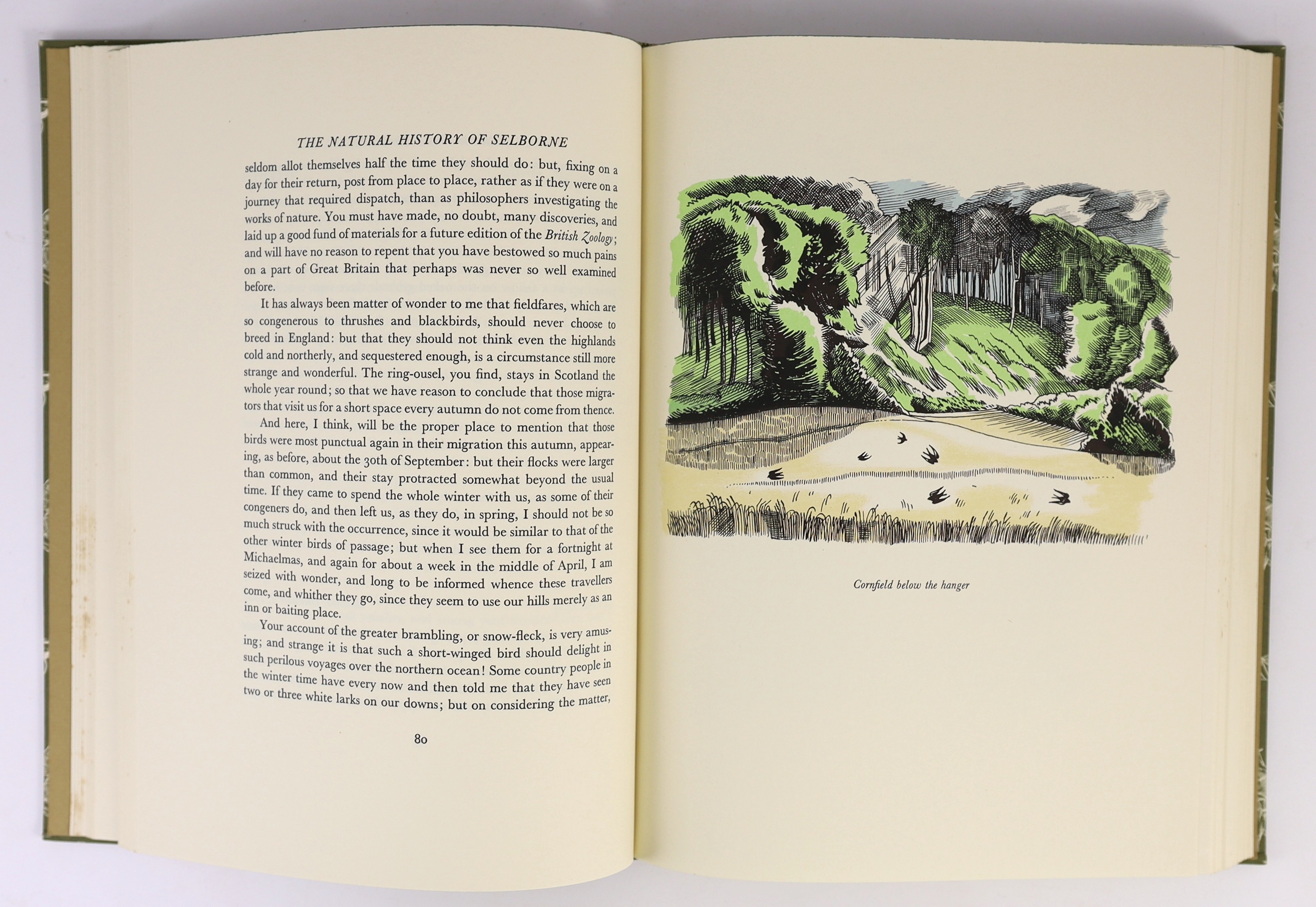 White, Gilbert - The Natural History of Selborne. Limited edition, one of 1500. Signed by John Nash. Complete with 16 coloured plates and 15 text illustrations. Quarter calf and patterned paper with gilt letters on spine